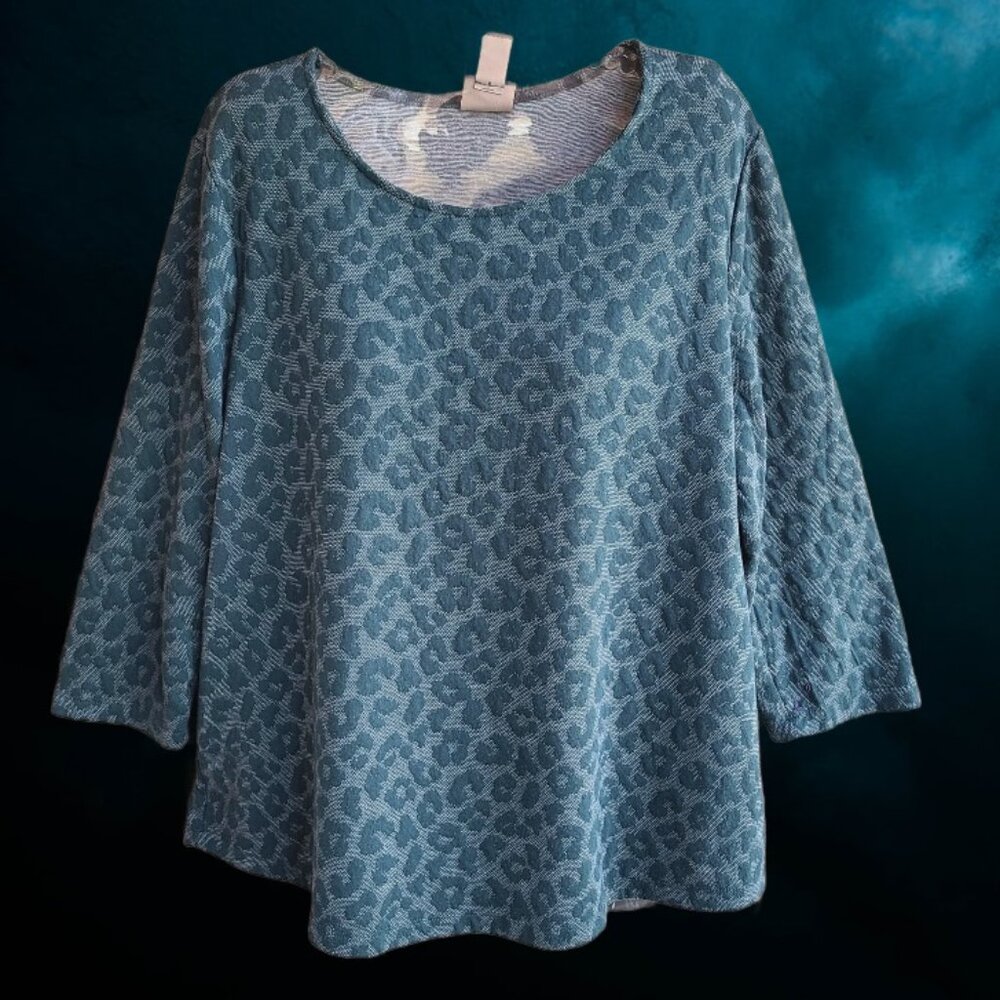 Chico's Womens Top Blouse 3/4 Sleeves Hunter Green Size 2 (US Size M)